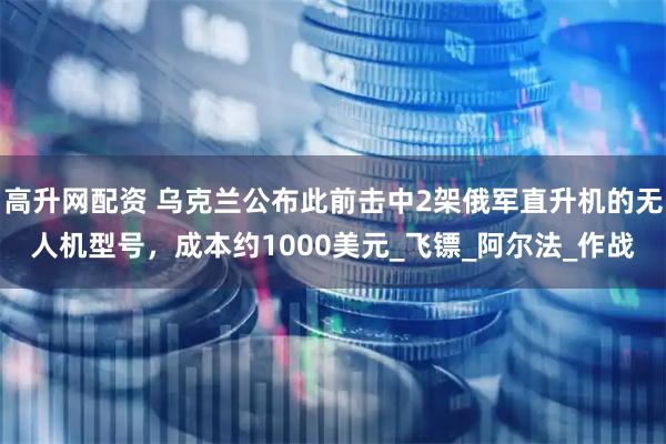高升网配资 乌克兰公布此前击中2架俄军直升机的无人机型号，成本约1000美元_飞镖_阿尔法_作战